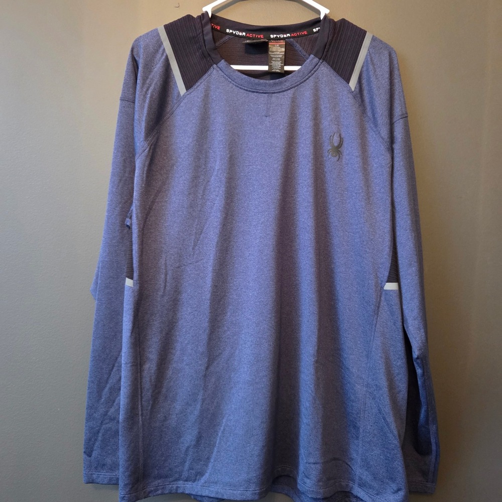 Spyder Active Mens Long Sleeve Athletic Shirt Blue L/G ProWeb‎ Tech Base Layer